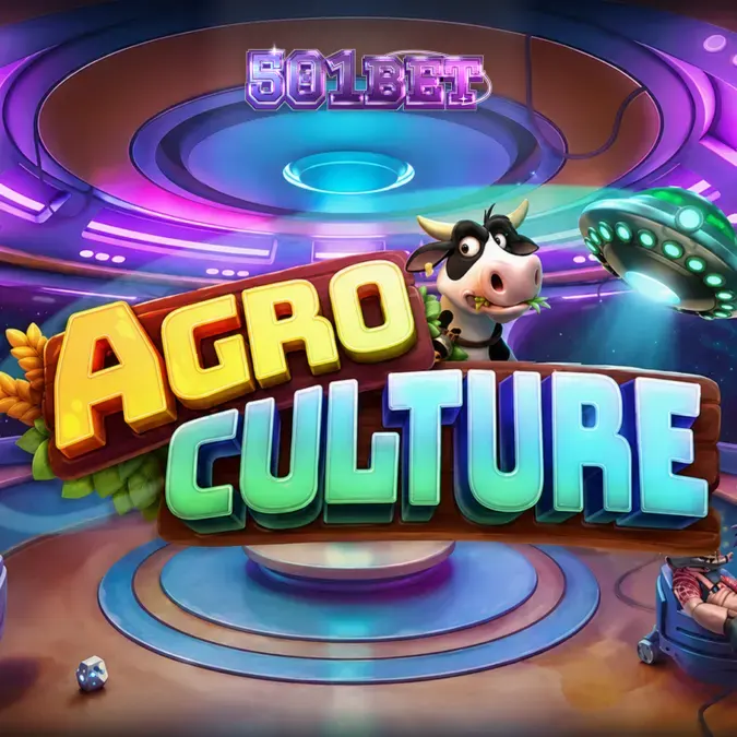 Interface do slot AgroCulture com elementos de fazenda e naves espaciais