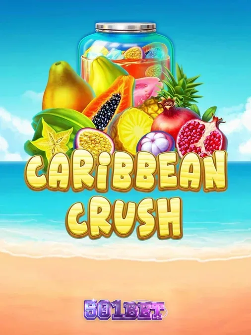 Interface vibrante e tropical do caça-níqueis Caribbean Crush com frutas exóticas.